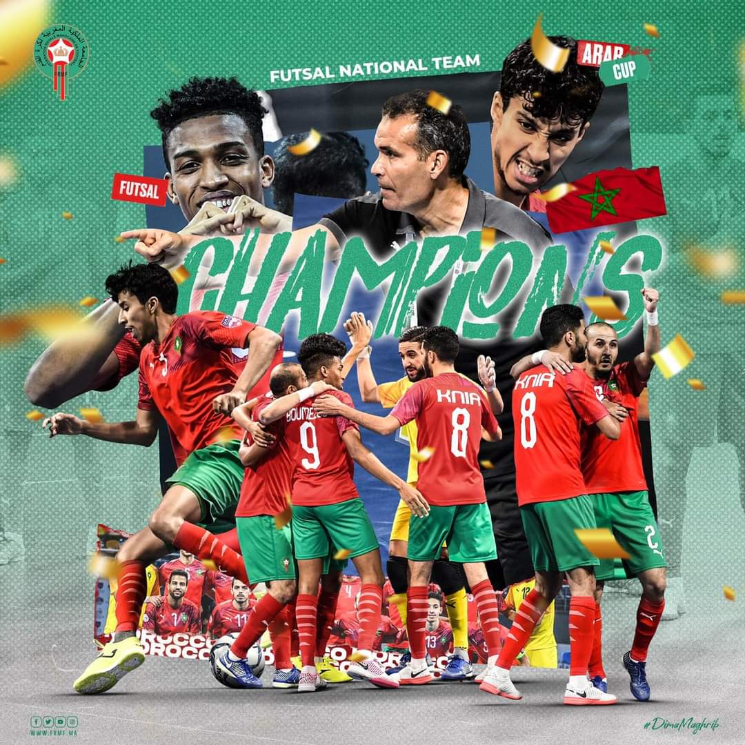 تتويج المنتخب المغربي  بطلا لبطولة كأس العرب لكرة الصالات  بعد فوزه في المباراة النهائية على نظيره المصري برباعية نظيفة.