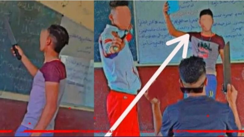 فيديو لتلامذة مدججين بالأسلحة البيضاء داخل القسم يقود لايقاف أحدهم