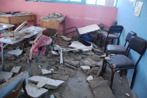 انهيار سقف مدرسة بعد الانتهاء من عملية بناءه بالويدان يفضح المسؤولين