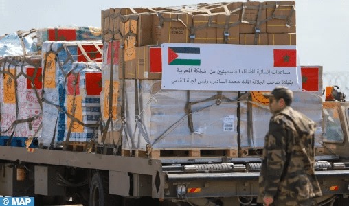 المغرب أول دولة اٍسلامية وعربية تفتح  معبرا بريا لمساعدة ساكنة غزة