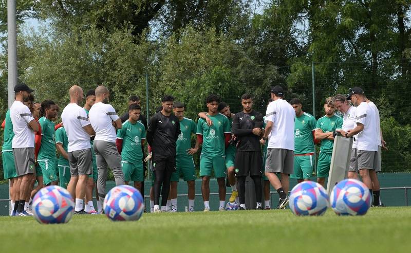 المنتخب الأولمبي يجري آخر حصة تدريبية قبل السفر إلى مدينة سانت إتيان